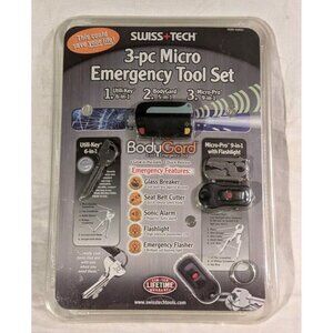 Swiss Tech Emergency Tool Set 3 Piece Micro BodyGard Alarm Flashlight 610021 NOS